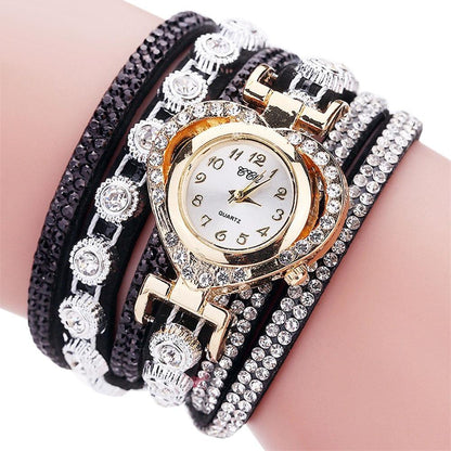 Luxury Crystal Vintage Rhinestone Bracelet Quartz Watch Womens Watch For Female and Girls