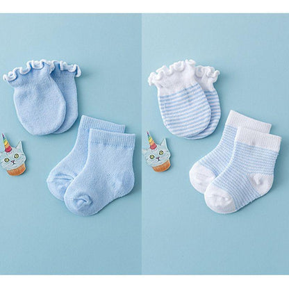 4 Pairs Children Newborn Socks Gloves Anti-scratch Breathable Elasticity Protection For Babies