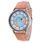 Fashion Casual Watches Women Casual Wristwatch Personality World Map With Airplane Pattern Cowboy Band Quartz Watch For Woman  and Girls