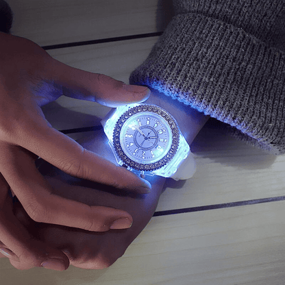 STEVVEX Luxury Led Flash Watch Personality Trends Students Lovers Jellies Woman Men's Watches Color Light Wrist Watch For Women and Girls