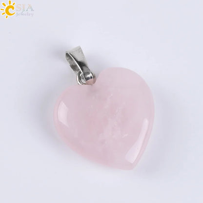 CSJA Natural Stone Heart Necklace | Crystal Healing Pendant for Women