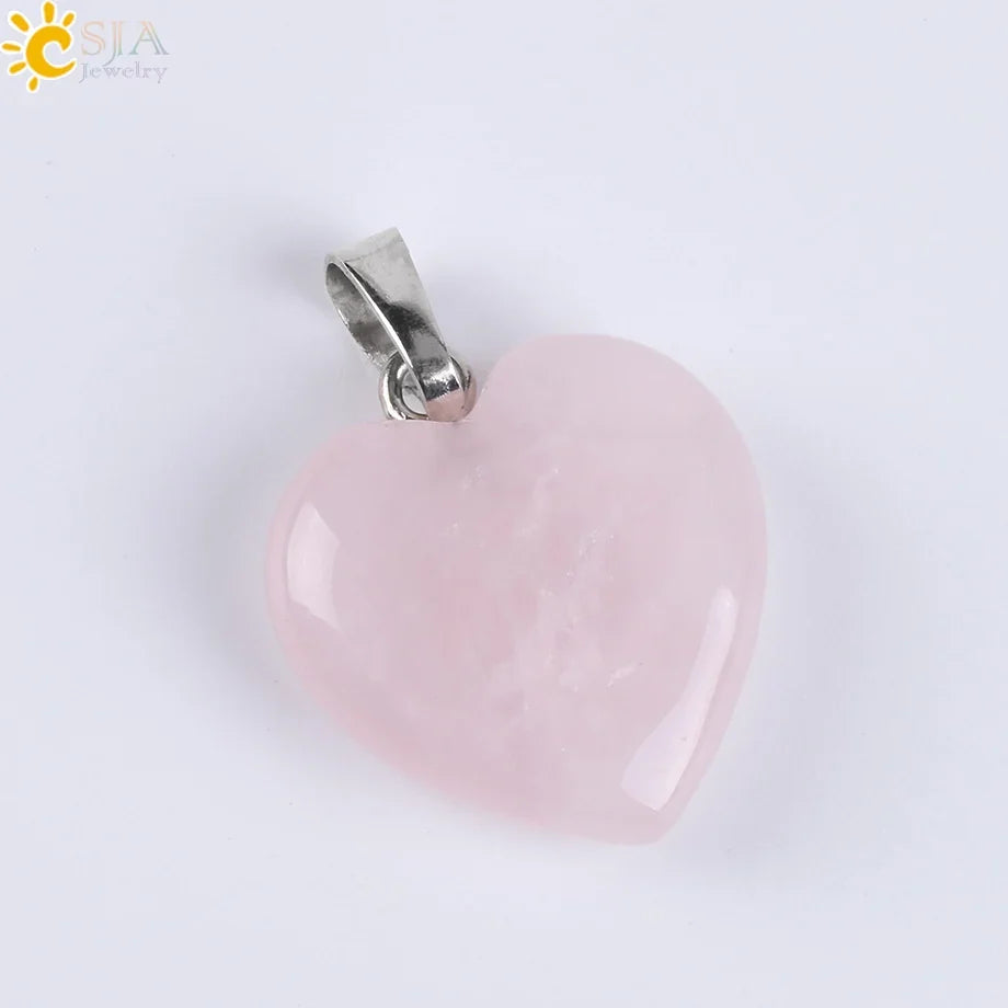 Natural Stone Heart Pendant Necklace | Crystal Healing Jewelry for Women
