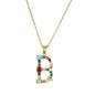 2024 New Hot Colourful Crystal AAA CZ 26 Capital Letters Pendant Necklace For Women Girl Gold Color Copper Initial Name Jewelry