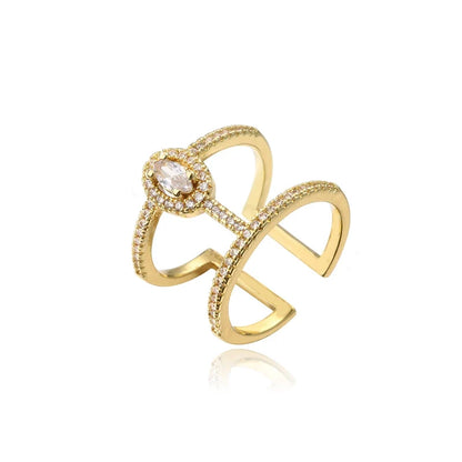 NEWBUY Fashion Gold Color Geometric Copper Ring Women Wedding Jewelry Hot Sale AAA+ Cubic Zirconia Finger Ring Femme Bijoux