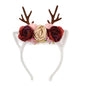 Luxury Christmas Antler Baby Girl Headbands Hair Accessories Xmas Deer Ear Flower Crown Hairband for Newborn Baby