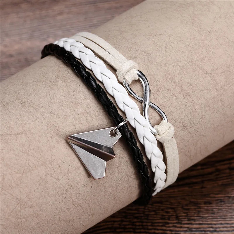 Vintage Dream Airplane Multilayer Leather Bracelet Men Women Fashion Braided Handmade Rope Wrap Bracelets & Bangles Male Gift