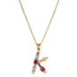 2024 New Hot Colourful Crystal AAA CZ 26 Capital Letters Pendant Necklace For Women Girl Gold Color Copper Initial Name Jewelry