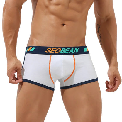 SEOBEAN Shorts Men Underwear Boxers Breathable Cotton Boxer Shorts U convex Design Fashion Male Panties Underpants Homewear