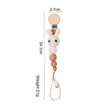 Modern Handmade Pacifier Chain Baby Teething Chains Crochet Rabbit Panda Beads Wooden Clips Wood Tiny Rod  For Kids