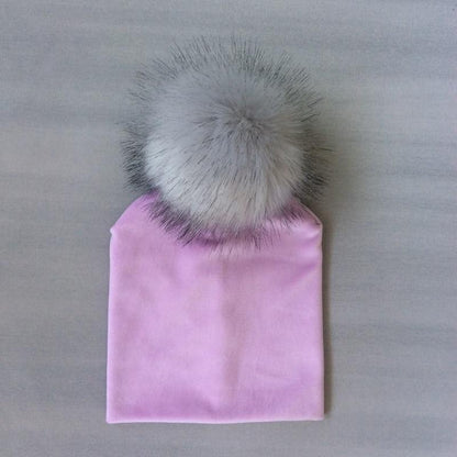 Kids Girls Solid Hat With Pompon Baby Beanie Pompom Cap Children's Accessories Design