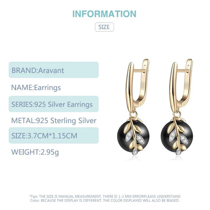 925 Silver 18K Gold Black Pearl Long Dangle Earring For Women Fashion Jewelry Gift
