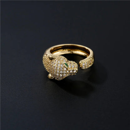 Fashion Full CZ Inlaid Animal Ring Opening Personality Unisex Ring Party Jewelry Gift Dropshipping