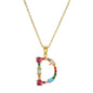 2024 New Hot Colourful Crystal AAA CZ 26 Capital Letters Pendant Necklace For Women Girl Gold Color Copper Initial Name Jewelry