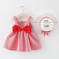 Modern Luxury Baby Girl Summer Party Clothing Cherry Dot Princess Dresses Bow Hat Outfits For Girls