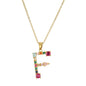 2024 New Hot Colourful Crystal AAA CZ 26 Capital Letters Pendant Necklace For Women Girl Gold Color Copper Initial Name Jewelry