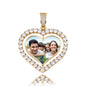 Heart Shaped Custom Photo Spin Double Sided Medallion Pendant Necklace Hip Hop Jewelry