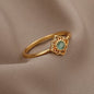 Stainless Steel Opal Finger Rings For Women Fashion Adjustable Couple Geometric Ring Handmade Aesthetic Jewelry Gift Anillos