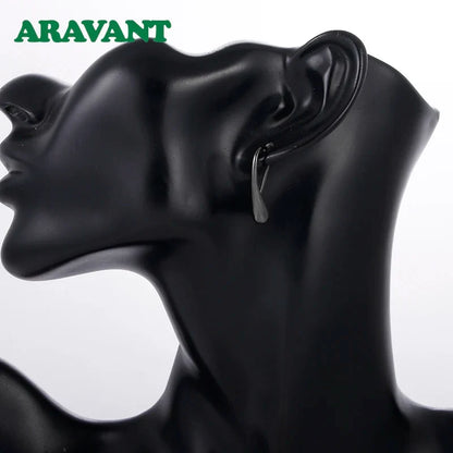 Aravant 925 Silver Earring Black Teardrop/Water Drop/Raindrop Dangle Earrings For Women Men Fashion Jewelry Gifts 4 Colors