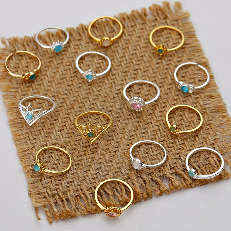 Stainless Steel Opal Finger Rings For Women Fashion Adjustable Couple Geometric Ring Handmade Aesthetic Jewelry Gift Anillos
