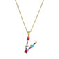 2024 New Hot Colourful Crystal AAA CZ 26 Capital Letters Pendant Necklace For Women Girl Gold Color Copper Initial Name Jewelry