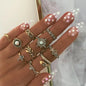 Fashion Geometric Knuckle Rings set For Women Crystal Gold color Finger Ring Boho Ladies wedding Jewelry Gift