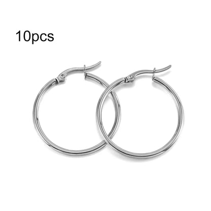 10pcs Black Open Earrings Circle Stainless Steel Earring Hooks 15-50mm Loop Base Ear Ring for DIY Jewelry Making Findings