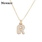 NEWBUY CZ Zirconia Crystal 26 A-Z Letters Pendant Necklace For Men Women Punk Initials Name Necklace Fashion Hip Hop Jewelry