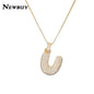NEWBUY CZ Zirconia Crystal 26 A-Z Letters Pendant Necklace For Men Women Punk Initials Name Necklace Fashion Hip Hop Jewelry