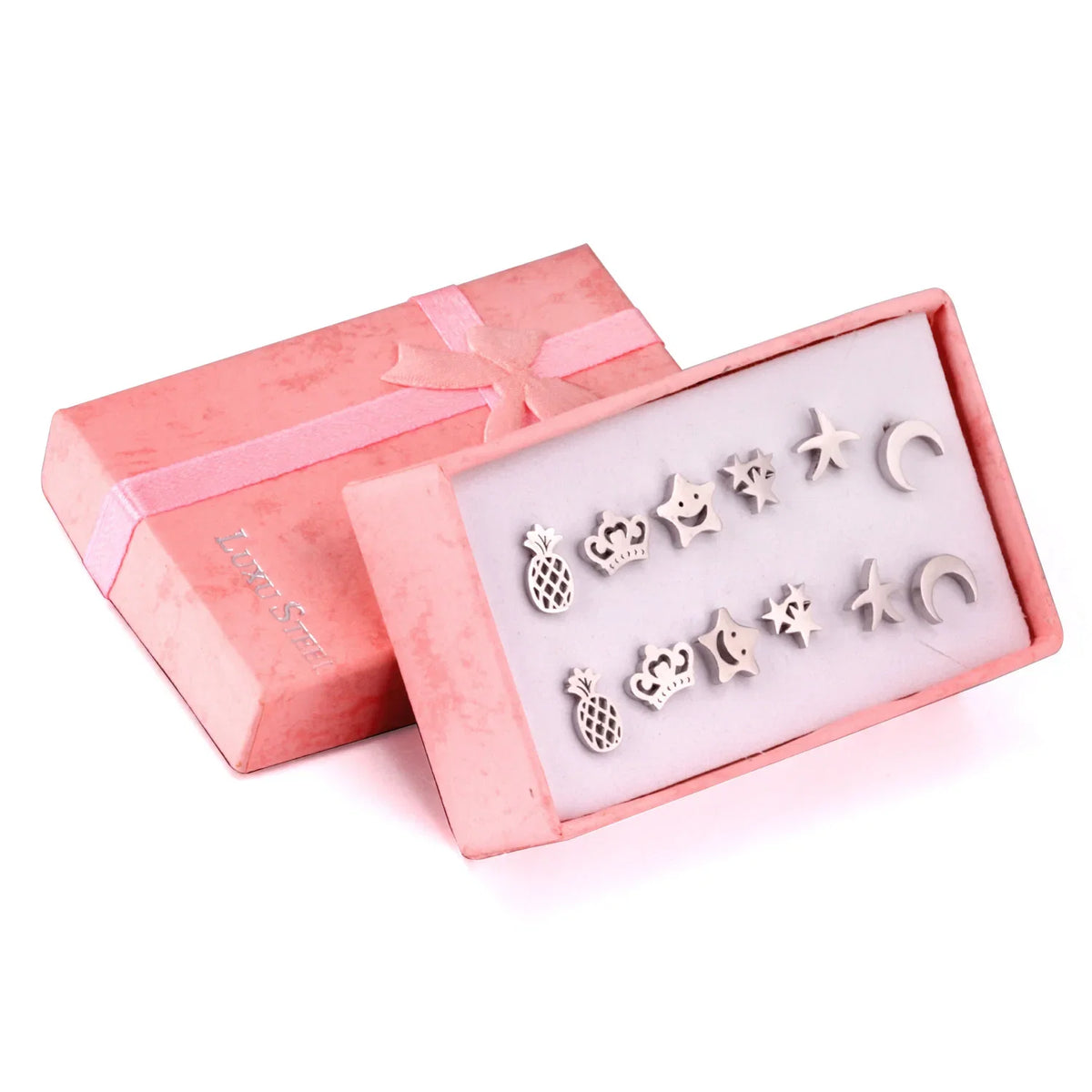 6 Pairs Vintage Stud Earrings Set for Women | Stainless Steel Snowflake Piercing