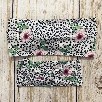 Luxury Elegant Mother & Baby Headbands for Girl Rabbit Ear Hairband Print Floral Bows Hair Bands Parent-Child Hair Accessories