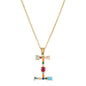 2024 New Hot Colourful Crystal AAA CZ 26 Capital Letters Pendant Necklace For Women Girl Gold Color Copper Initial Name Jewelry