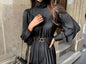 Mid-Long Loose Dress Female Vintage Turtleneck Spring Dress Vestidos Femme Robe