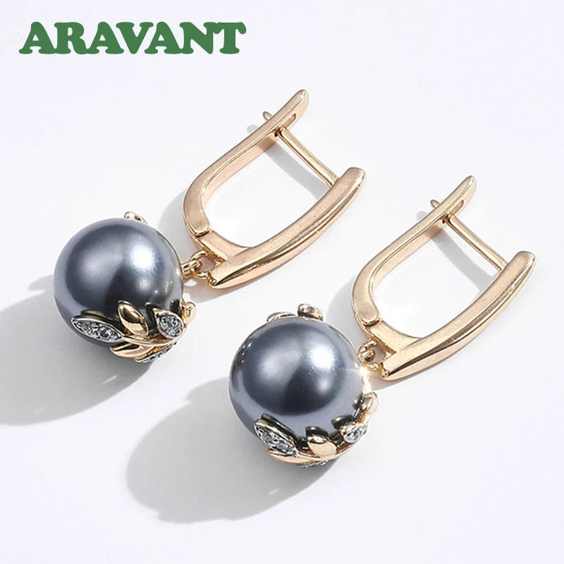 925 Silver 18K Gold Black Pearl Long Dangle Earring For Women Fashion Jewelry Gift