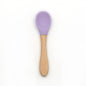 2PCS  Bamboo Training Spoons Organic Soft Baby Feeding Silicone Tip Spoon Scoop Easy Grip Handle Toddlers Infant Gifts For Parents And Baby Boys Or Girls