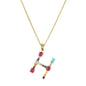 2024 New Hot Colourful Crystal AAA CZ 26 Capital Letters Pendant Necklace For Women Girl Gold Color Copper Initial Name Jewelry