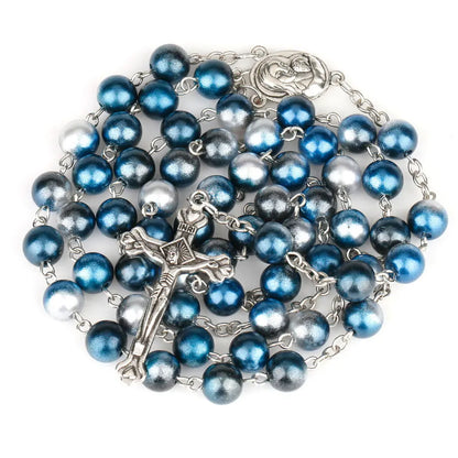 12 colors Religion Rosary necklace For Women Christian Virgin Mary Jesus Cross pendant Long beads chains Fashion Jewelry Gift