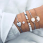 Boho Bangle For women Turtle Elephant Heart Shell Star Moon Bow Arrow Map Crystal Charm Bead Bracelet Set Bohemian Jewelry