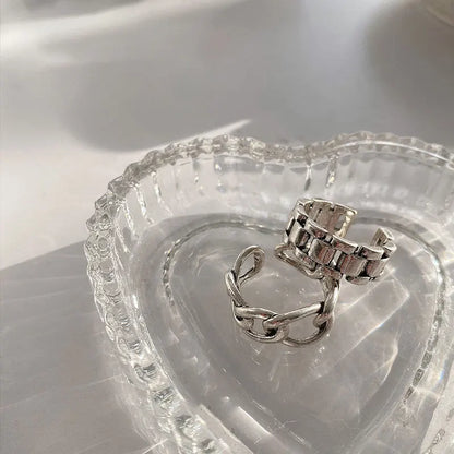 VENTFILLE 925 Sterling Silver Finger Rings New Fashion Creative Cross Hollow Chain Geometric Party Jewelry Gifts