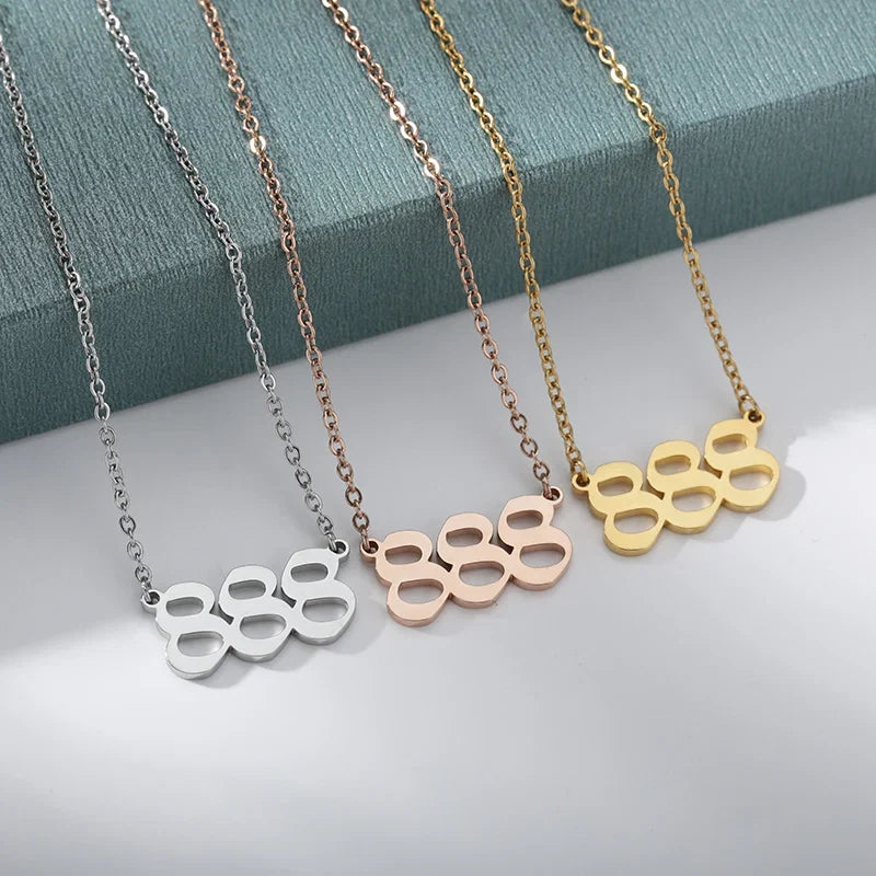 Vintage 111 444 555 666 777 888 999 Angel Number Necklace For Women Stainless Steel Chains Collar Choker Goth Aesthetic Jewelry