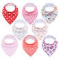 8PCS/SET Comfortable Colorful 100% Organic Cotton Adjustable Snaps Bandana Saliva Bibs For Baby Boys & Girls Kids