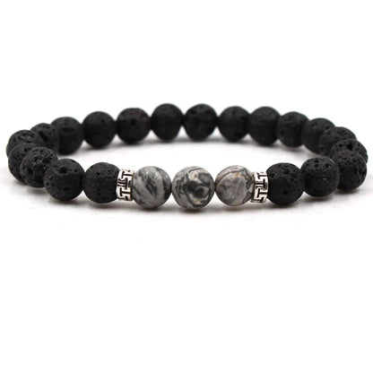 8MM Natural Stone Beaded Chain bracelets For Women Men Couple Lava Rock Healing Balance Beads Reiki Buddha Chakra Bangle Jewelry