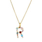 2024 New Hot Colourful Crystal AAA CZ 26 Capital Letters Pendant Necklace For Women Girl Gold Color Copper Initial Name Jewelry