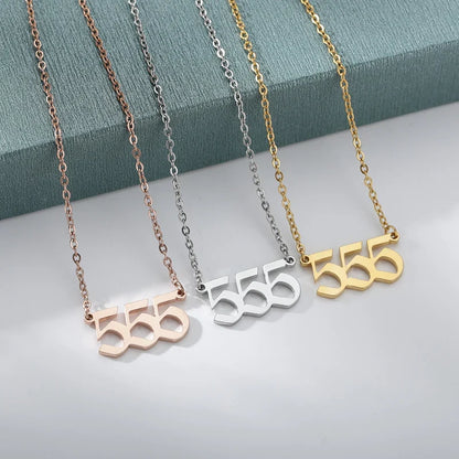 Vintage 111 444 555 666 777 888 999 Angel Number Necklace For Women Stainless Steel Chains Collar Choker Goth Aesthetic Jewelry