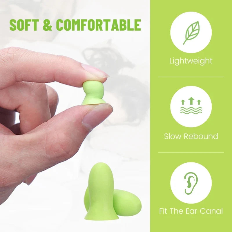 Slow Rebound Sponge Earplugs | Soft Lightweight Ear Plugs for Sleeping and Noise Reduction, Ideal for Small Ear Canals