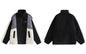 Color Block Patchwork Cotton Thick Warm Varsity Fuzzy Coat Jackets