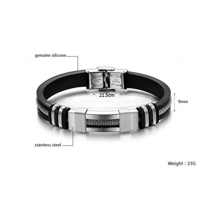 Stainless Steel Silicone Bracelet Men Jewelry Wrist Band Punk Style  Men Rubber Charm Brecelet