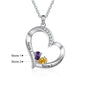 Personalized 1-6 Name Engraving Heart Pendant DIY Birthstone Necklace