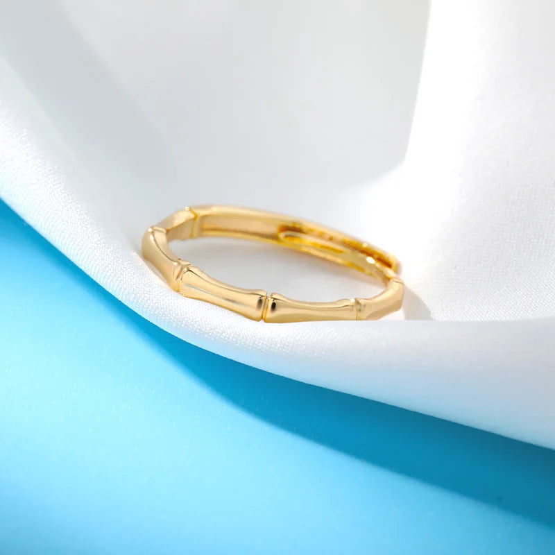 Stainless Steel Bamboo Joint Rings For Women Men Silver Color Open Adjustable Male Female Engagement Wedding Ring Jewelry