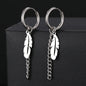 Stainless Steel Earrings Fashion Unisex Punk Gothic Feather Chain Hip Hop Pendants Gold Color Earrings For Women Jewelry Gifts