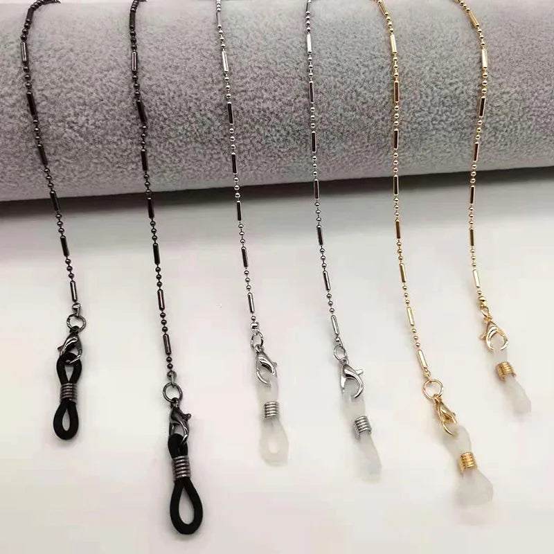 JWER Fashion Woman Sunglasses Chain Cylinder Bead Chain Anti-Falling Glasses Eyeglasses Cord Necklace Mask Chain for Women Gifts